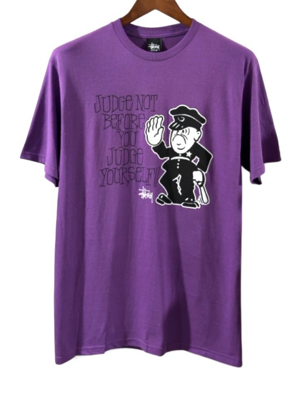 VTG Stüssy Archive Purple 'Judge Not' Graphic T-shirt Size Men’s Medium (NWOT)